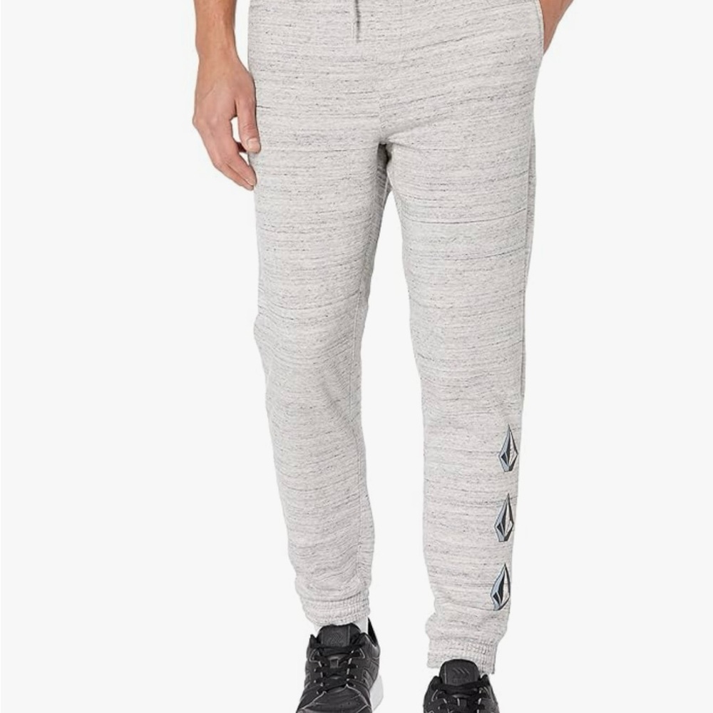 Volcom Men's Blaque Dout Relaxed Fit Fleece Sweat pant Gray Size Small